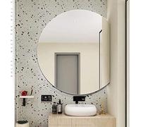 Specchio da bagno a semicerchio senza cornice, specchio decorativo in vetro di sicurezza per il trucco con intagli in basso a sinistra e a destra,