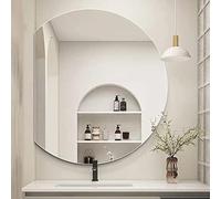 Specchio da bagno a semicerchio senza cornice, specchio decorativo in vetro di sicurezza per il trucco con intagli in basso a sinistra e a destra,