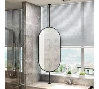 Specchio da bagno a soffitto, nero, 50 x 80 cm, da appendere al muro, per comò e ingressi delle stanze, elegante design in metallo