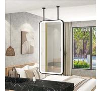 Specchio da Bagno a soffitto, Rettangolare, con Cornice in Metallo e Illuminazione a LED, Specchio Decorativo da Appendere per Camera da Letto, Soggiorno e Ingresso (50 cm x 60 cm)