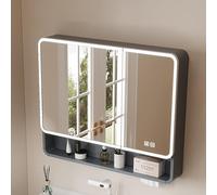 Specchio da bagno ad arco a LED con armadietto in alluminio antinebbia per medicinali con luci a LED, elegante nizer per farmaci ed elementi essenziali