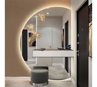Specchio da bagno ad arco a LED con illuminazione anti-appannamento, dimmerabile, design infrangibile, perfetto per camera da letto o ingresso, decorazione moderna per la casa
