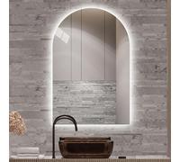 Specchio da bagno ad arco a LED, regolabile, luce calda/neutra, anti-appannamento, senza cornice, 80 x 120 cm, arredamento moderno per la casa, perfetto per bagni eleganti