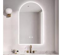 Specchio da bagno ad arco illuminato, 70 x 120 cm, luminosità regolabile, luce calda/bianca/neutra, infrangibile, senza cornice, decorazione per la casa moderna (50,8 x 81,3 cm)