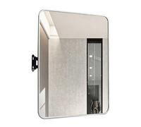 Specchio da bagno angolare a parete, pieghevole, specchio HD, rettangolare