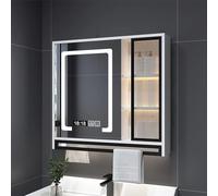 Specchio da bagno anti nebbia con luce regolabile in alluminio specchio da vanità moderno a parete specchio da bagno con ripiani integrati