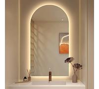 Specchio da bagno Arc LED 40 x 60 cm, dimmerabile, 3 colori, anti-appannamento, da parete, design elegante illuminato, per bagni moderni, 50 x 80 cm