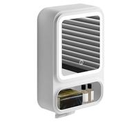 Specchio da bagno, armadietto da parete per bagno, 41 x 28 x 11 cm, luci LED dimmerabili, porta magnetica, dispenser per fazzoletti, organizer per shampoo, bagnoschiuma, trucco
