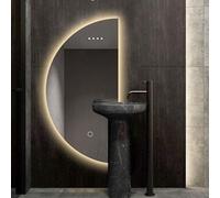 Specchio da bagno asimmetrico a LED dimmerabile con interruttore touch, specchio per il trucco semi-circolare per bagno, camera da letto, hotel - riflesso C, 40 x 60 cm, illuminazione slish