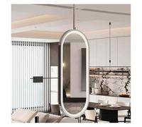 Specchio Da Bagno Bifacciale Girevole Con Luci LED E Asta Di Sospensione | Illuminazione dimmerabile tricolore; adatto for ingressi, alberghi, camere da letto, bagni(Silver,50x70cm)