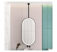 Specchio Da Bagno Bifacciale Girevole Con Luci LED E Asta Di Sospensione | Illuminazione dimmerabile tricolore; adatto for ingressi, alberghi, camere da letto, bagni(Black,50x70cm)