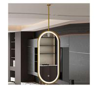 Specchio Da Bagno Bifacciale Girevole Con Luci LED E Asta Di Sospensione | Illuminazione dimmerabile tricolore; adatto for ingressi, alberghi, camere da letto, bagni(Gold,60x120cm)