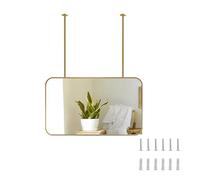 Specchio da Bagno con Asta di Sospensione, Immagine HD, Montaggio a soffitto, Specchio sospeso, Cornice in Metallo, Specchio Decorativo da Parete per Trucco, Facile da installare per Corrido