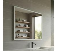 Specchio da bagno con cornice in metallo, 100 x 80 cm, in alluminio, nero, bianco, oro, senza luce, rettangolare, decorativo, per la casa, orizzontale e verticale, specchio intero decorativo, moderno