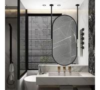 Specchio da Bagno con Cornice in Metallo e Doppio Braccio, Ovale da Appendere al soffitto per Camera da Letto/Soggiorno/camerino, specchi sospesi Moderni (Dimensioni: 40 cm x 60 cm)
