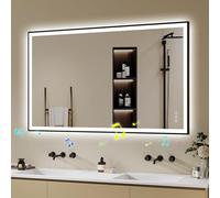 Specchio da bagno con illuminazione 100 x 70 cm - Specchio da bagno a LED con Bluetooth, specchio da bagno con illuminazione, anti-appannamento, dimmerabile, 3 colori luminosi, da parete a LED, colore