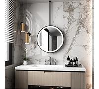 Specchio da bagno con illuminazione a LED con struttura in metallo, specchio rotondo da appendere con pulsante touch, leggero, per camera da letto, corridoio, soggiorno, elegante specchio decorativo