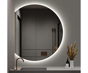 Specchio da bagno con illuminazione a LED, specchio da bagno a forma di arte specchio per il trucco a semicerchio specchio illuminato a sinistra/destra design tagliato per una maggiore riflessione.