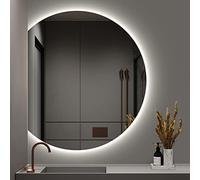 Specchio da bagno con illuminazione a LED, specchio da trucco a semicerchio, elegante, retroilluminato a LED, per un'illuminazione perfetta, opzioni di taglio sinistra/destra