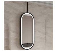 Specchio Da Bagno Con Illuminazione A LED, Specchio Ovale Da Soffitto Con Cornice In Metallo E Asta Sospesa | Specchio Da Trucco Sospeso For Il Bagno, Specchio Decorativo Da Parete For Ingresso Soggio