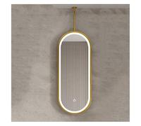 Specchio Da Bagno Con Illuminazione A LED, Specchio Ovale Da Soffitto Con Cornice In Metallo E Asta Sospesa | Specchio Da Trucco Sospeso For Il Bagno, Specchio Decorativo Da Parete For Ingresso Soggio