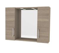 Specchio da bagno con luce led rettangolare con mobiletto contenitore rovere fumo 2 ante 4296LED