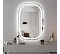 Specchio da Bagno con Luce LED, Specchio Decorativo Senza Cornice, Specchio da Trucco a Parete, 3 Colori di luminosità Regolabile all'infinito, sensore Touch