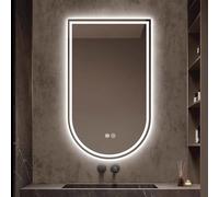Specchio da bagno curvo a LED, 81,3 cm, 101,6 cm, 121,9 cm, 129,5 cm, con illuminazione dimmerabile a 3 colori, per bagni moderni, design a parete