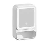 Specchio da bagno da 42 cm con luci a LED, porta magnetica e dispenser di fazzoletti, moderno contenitore per cosmetici, articoli da toeletta e decorazioni da bagno