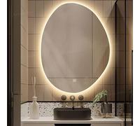 Specchio da bagno decorativo senza cornice con luci LED retroilluminate regolabili forma irregolare 3 opzioni di colore 40 x 60 cm