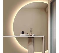 Specchio da bagno dimmerabile anti-appannamento da 90 cm con interruttore touch da 129,5 cm, grande specchio decorativo a semicerchio retroilluminato a LED, elegante specchio da toeletta per la