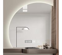 Specchio da bagno dimmerabile con illuminazione a LED, anti-appannamento, design a mezzo taglio, 70 x 70 cm, montaggio a parete, slish e funzionale per spazi moderni, perfetto per interni sinistra