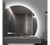Specchio da bagno dimmerabile e anti-appannamento, con luci, design moderno, montaggio a parete, taglio sinistro/destro, 110 x 110 cm, perfetto per il bagno