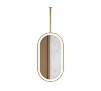 Specchio da bagno girevole ovale da soffitto con luce LED (oro, 50x90 cm)