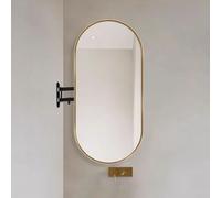 Specchio da Bagno Girevole Rotazione a 360° Montaggio a Parete Specchio telescopico Ovale Nero/Bianco/Oro for l'arredamento di camere da Letto/corridoi/soggiorni(Gold,50x90cm/20x36in)