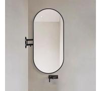 Specchio da Bagno Girevole Rotazione a 360° Montaggio a Parete Specchio telescopico Ovale Nero/Bianco/Oro for l'arredamento di camere da Letto/corridoi/soggiorni(Black,40x90cm/16x36in)