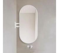 Specchio da Bagno Girevole Rotazione a 360° Montaggio a Parete Specchio telescopico Ovale Nero/Bianco/Oro for l'arredamento di camere da Letto/corridoi/soggiorni(White,50x90cm/20x36in)