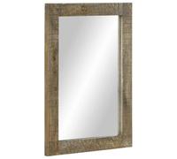 Specchio da bagno grigio, 50 x 70 cm, in legno massiccio di mango | montaggio a parete, riflesso chiaro, venature uniche, per bagno e corridoio