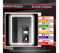 Specchio da bagno Homcom con luci a LED, 70X90 cm, specchio da parete, 3 colori chiari, luminosità dimmerabile, funzione antiappannamento