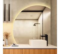 Specchio da bagno illuminato a LED con anti-appannamento, dimmerabile, sensore touch a 3 colori, specchio da parete semicircolare, disponibile in 50/60/70/80 cm, perfetto per l'arredamento moderno