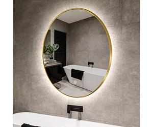 Specchio da bagno illuminato antiappannamento, specchio rotondo da parete da 60 cm, con struttura in metallo resistente per una chiara riflessione e un design elegante, perfetto per toelettatura e