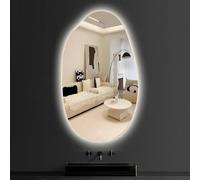 Specchio da Bagno Irregolare con Luce LED, specchi da Parete 40x70cm|50x80cm|60x90cm, Specchio Decorativo Asimmetrico, Specchio Illuminato, 3 Colori di luminosità Regolabile all'infinito, se
