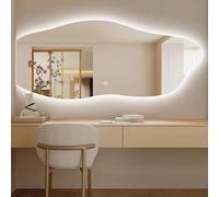 Specchio da bagno moderno a LED asimmetrico, 120 cm, anti-appannamento, controllo touch, design elegante per la decorazione della casa e spazi di toeletta, migliora la tua esperienza in bagno