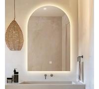Specchio da Bagno Moderno ad Arco, Specchio da Parete Illuminato Senza Cornice, Specchio per Il Trucco a LED con 3 Colori dimmerabili all'infinito, Alta Definizione, antideflagrante