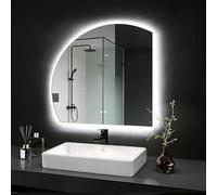 Specchio da bagno moderno, Specchio Da Bagno,Specchio Da Bagno Moderno Specchio Da Bagno A Semicerchio Con Taglio Sinistro/destro,Con Luci Specchio Per Il Trucco Retroilluminato A LED,Antideflagrante