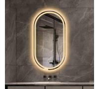 Specchio da bagno ovale a LED con anti-appannamento, luci dimmerabili a 3 colori, interruttore touch, specchio da parete da bagno, 50 x 80 cm, design moderno per uso domestico e hotel.