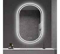 Specchio da bagno ovale a LED con dimmer touch, luce anti-appannamento, 3 opzioni di temperatura di colore, 30 x 60 cm, decorazione moderna per il bagno, migliora lo spazio