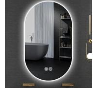Specchio da bagno ovale a LED, specchio da parete anti-appannamento con illuminazione regolabile in 3 tonalità, design intelligente professionale per una perfetta riflessione e facile da appendere