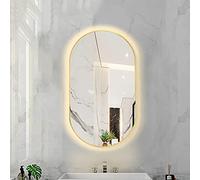 Specchio da bagno ovale dimmerabile a LED, specchio da parete intelligente con 3 temperature di colore e telaio in lega di alluminio, 40 x 60 cm, perfetto per la decorazione della casa e gli elementi