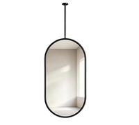 Specchio da bagno ovale dorato per montaggio a soffitto sopra il lavandino | Specchio da toeletta moderno decorativo semplice Specchio da appendere in acciaio inossidabile(Nero,50cmx80cm)